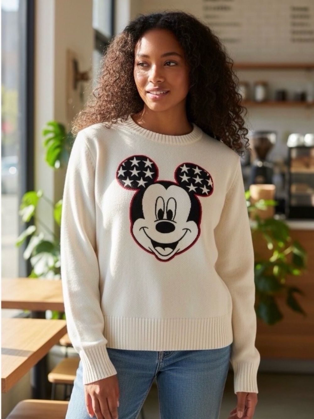 Old Navy Mickey Mouse Embroidered Crewneck Sweater